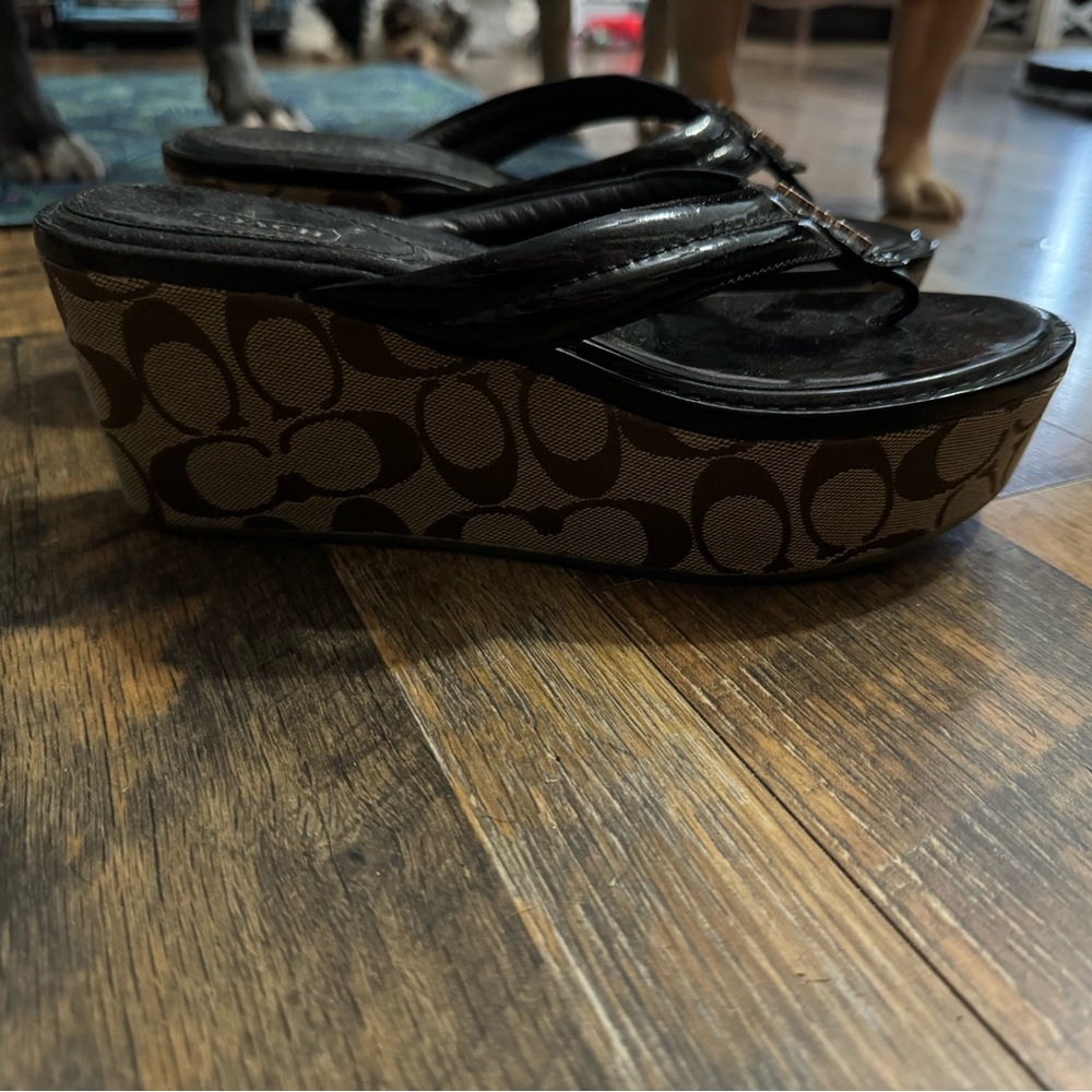 Never worn Coach Thong wedges
